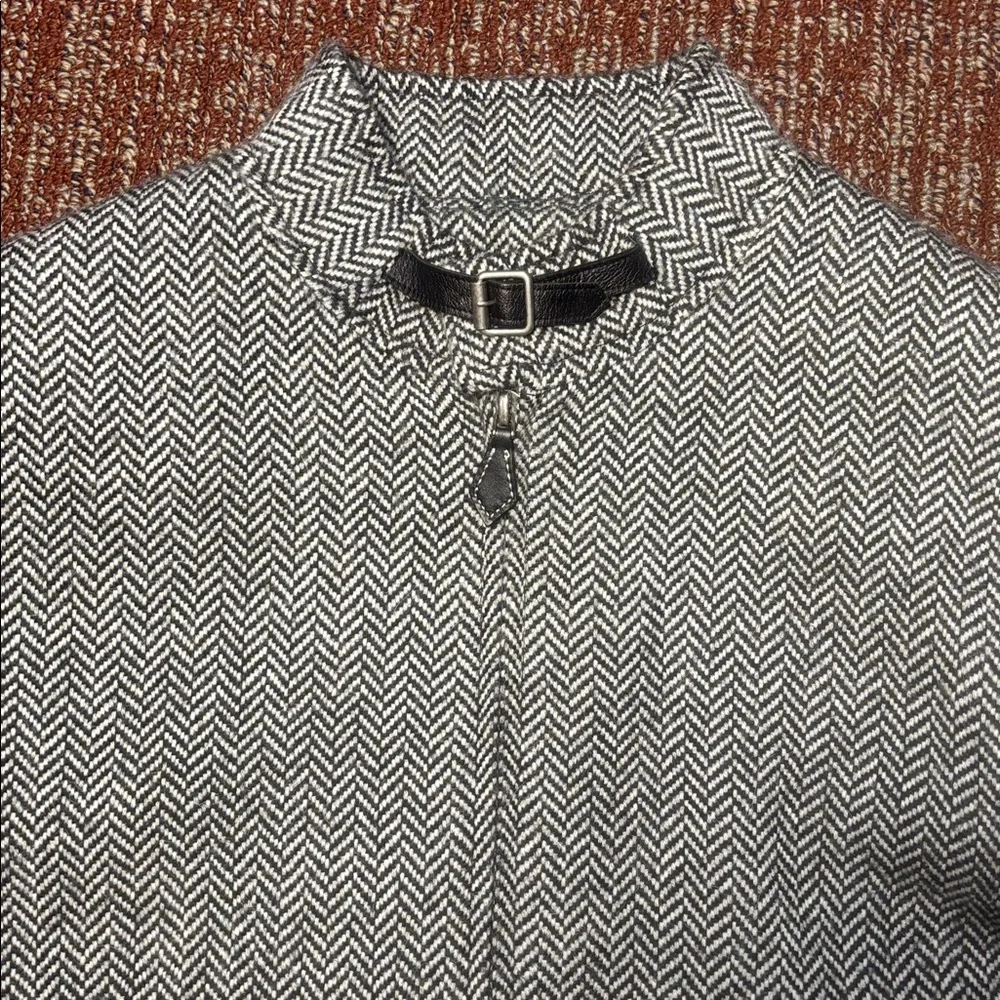 Lauren Ralph Lauren houndstooth zip boxy crop moto style wool alpaca jacket 12 - Picture 6 of 15